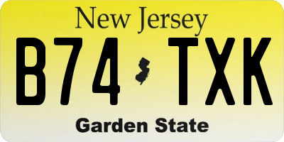 NJ license plate B74TXK