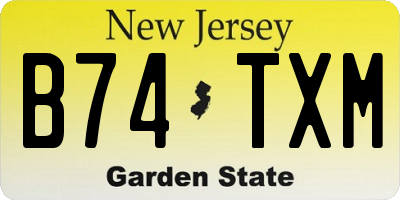 NJ license plate B74TXM
