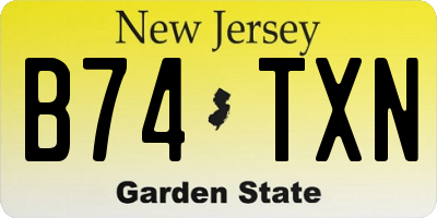 NJ license plate B74TXN