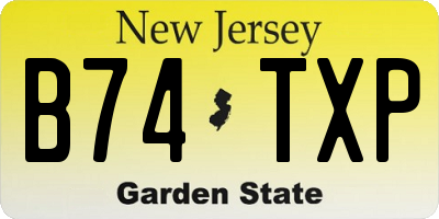 NJ license plate B74TXP