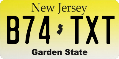 NJ license plate B74TXT