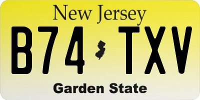 NJ license plate B74TXV