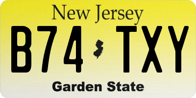 NJ license plate B74TXY