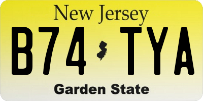 NJ license plate B74TYA