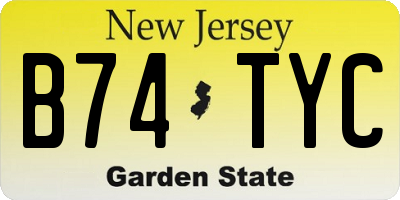 NJ license plate B74TYC