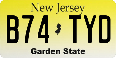 NJ license plate B74TYD