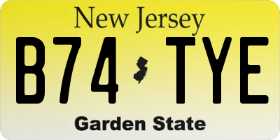 NJ license plate B74TYE