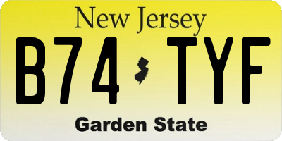 NJ license plate B74TYF