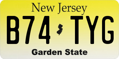 NJ license plate B74TYG