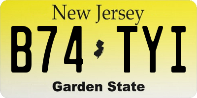 NJ license plate B74TYI