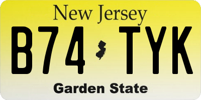 NJ license plate B74TYK