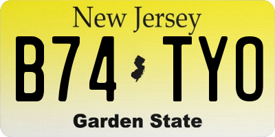 NJ license plate B74TYO
