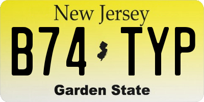 NJ license plate B74TYP