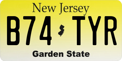 NJ license plate B74TYR