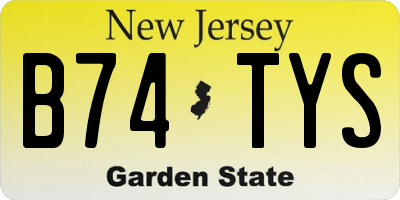 NJ license plate B74TYS
