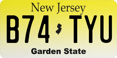 NJ license plate B74TYU