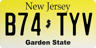 NJ license plate B74TYV