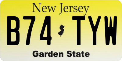 NJ license plate B74TYW