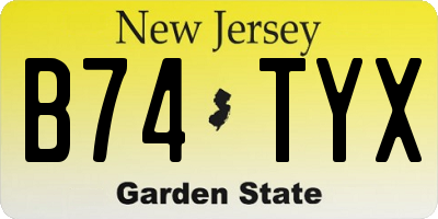 NJ license plate B74TYX