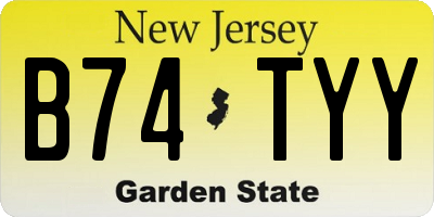 NJ license plate B74TYY
