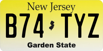 NJ license plate B74TYZ