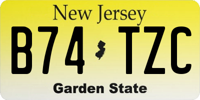 NJ license plate B74TZC