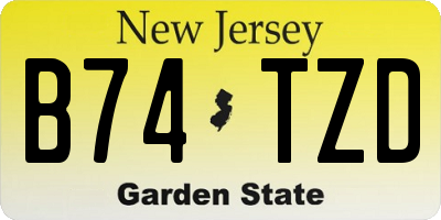 NJ license plate B74TZD