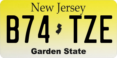 NJ license plate B74TZE