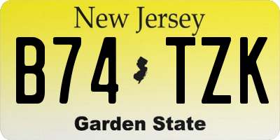 NJ license plate B74TZK