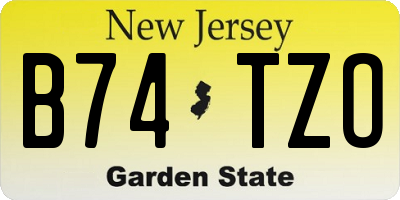 NJ license plate B74TZO