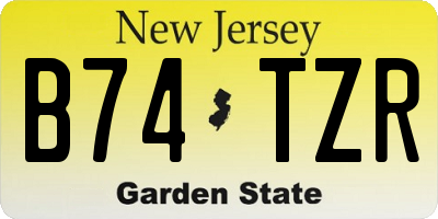 NJ license plate B74TZR