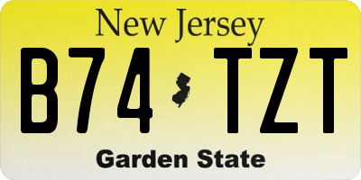 NJ license plate B74TZT