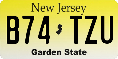 NJ license plate B74TZU