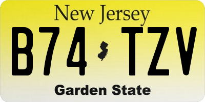 NJ license plate B74TZV