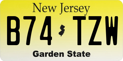 NJ license plate B74TZW