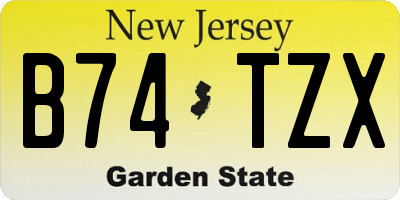 NJ license plate B74TZX