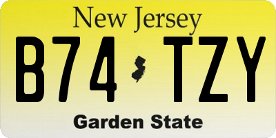 NJ license plate B74TZY