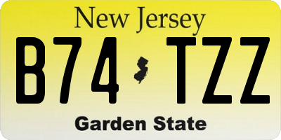 NJ license plate B74TZZ