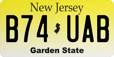 NJ license plate B74UAB