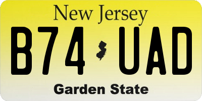 NJ license plate B74UAD