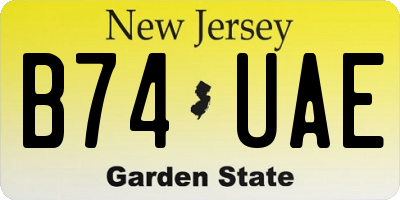 NJ license plate B74UAE