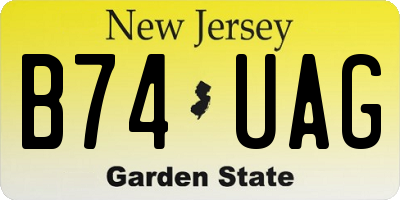 NJ license plate B74UAG