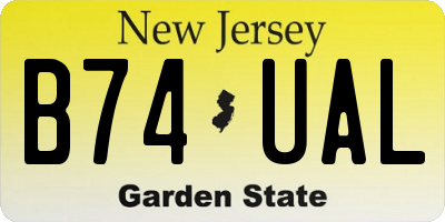 NJ license plate B74UAL