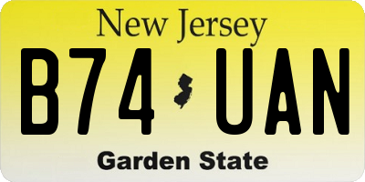 NJ license plate B74UAN