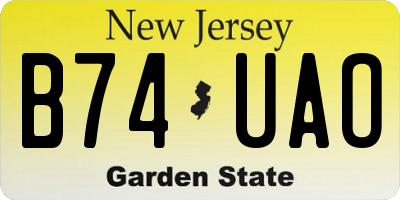 NJ license plate B74UAO