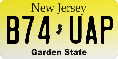 NJ license plate B74UAP