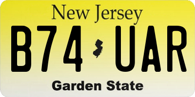 NJ license plate B74UAR