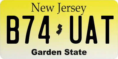 NJ license plate B74UAT