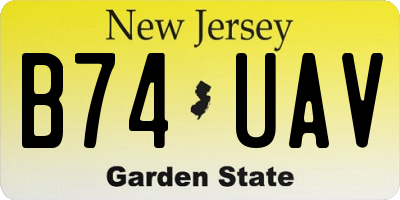 NJ license plate B74UAV