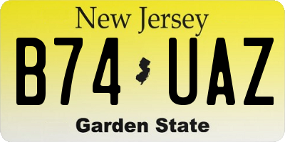 NJ license plate B74UAZ